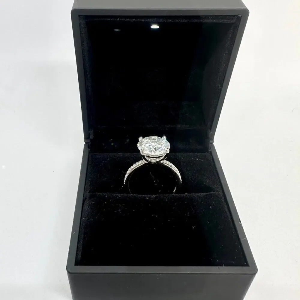 Moissanite Diamond Ring 3 Ct Engagement Wedding Ring Round Cut Solitaire GRA